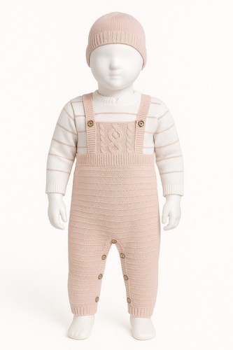 Girls knitted romper with hat - knitted,