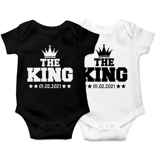 King baby bodysuit printed - king,